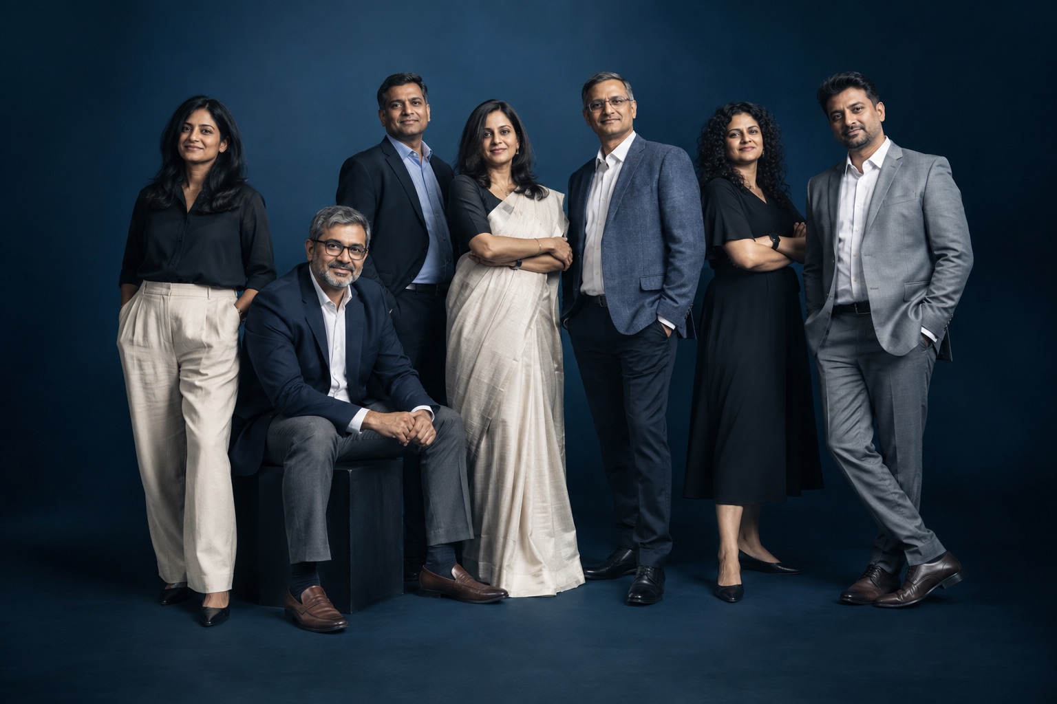A diverse group of Indian professionals standing together
