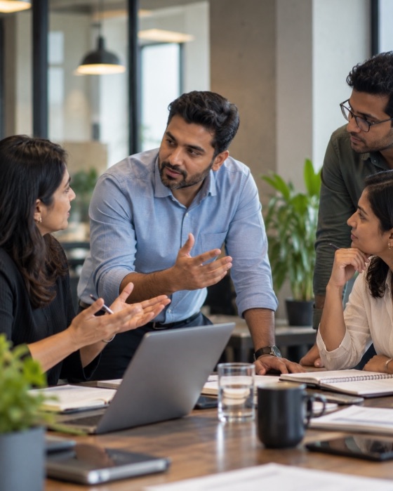 A mid-level leader coordinating a cross-functional discussion